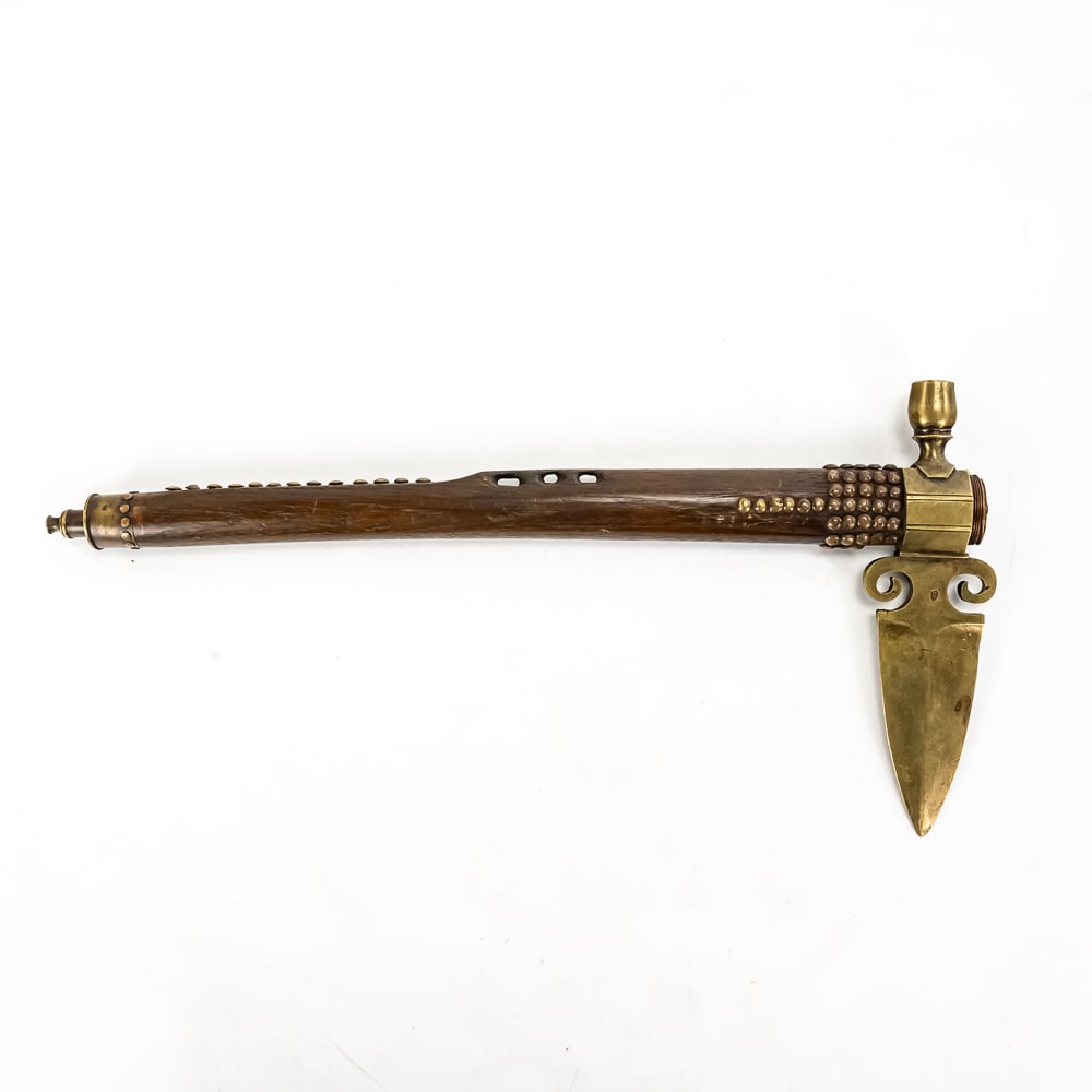 Contemporary Ornate Brass Pipe Tomahawk - 5