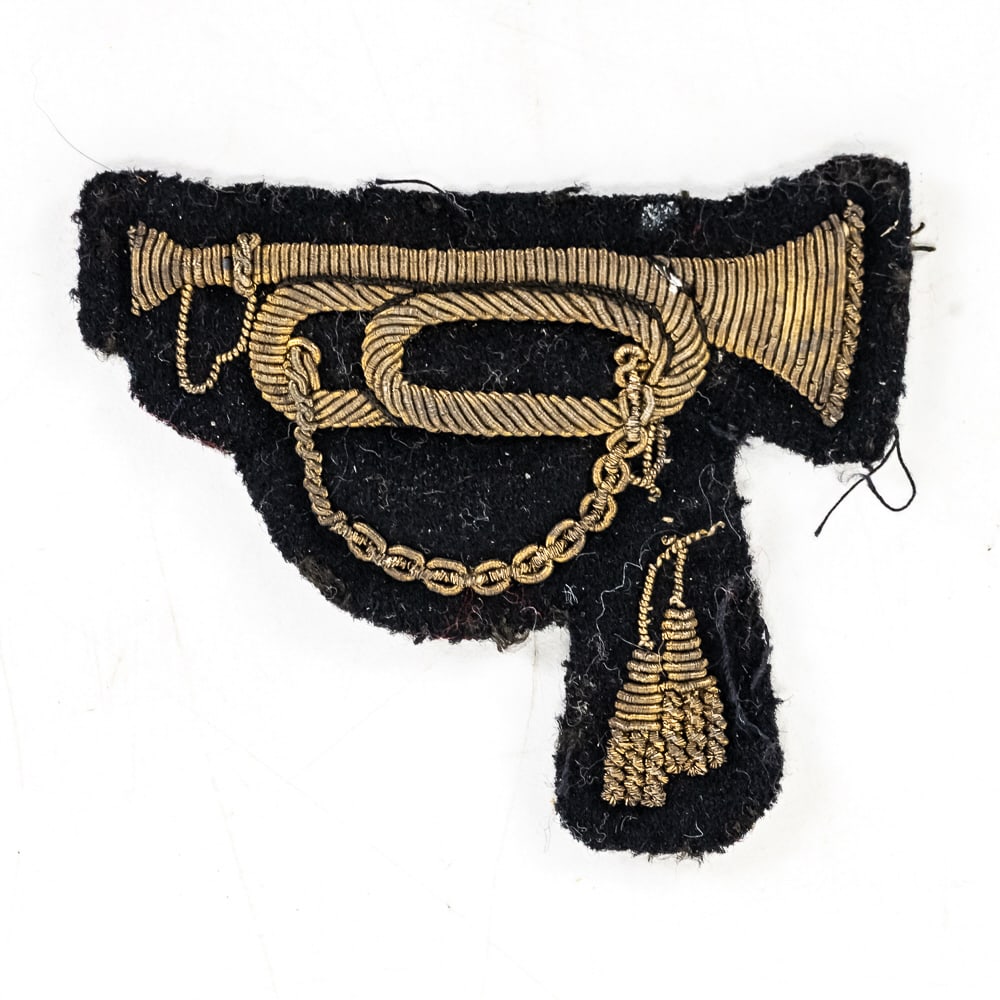 Indian Wars Era Bullion Bugle Patch: This intriguing musician's insignia aligns closely with the United States Army regulations of the Indian Wars period (circa 1872–1890). During this era of frontier service, the War Department