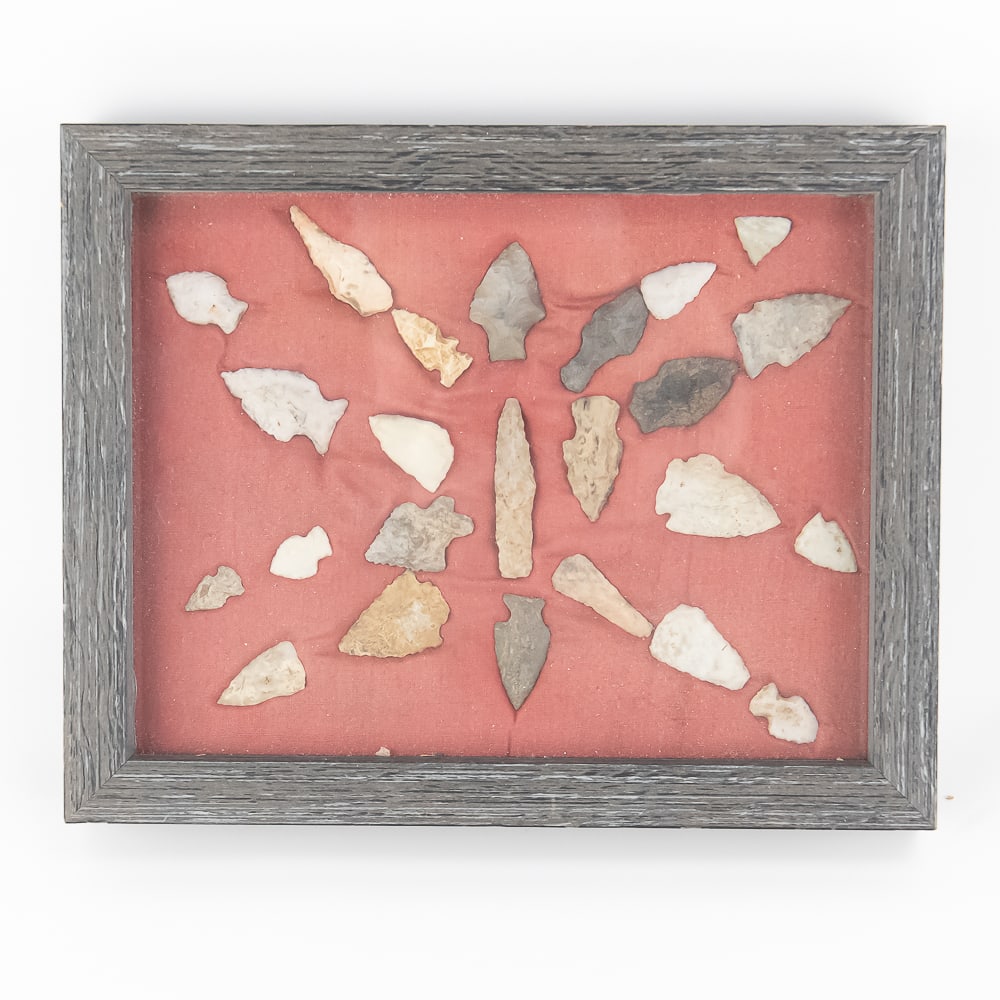 Framed Native American Arrowheads 2 Display Cases - 2