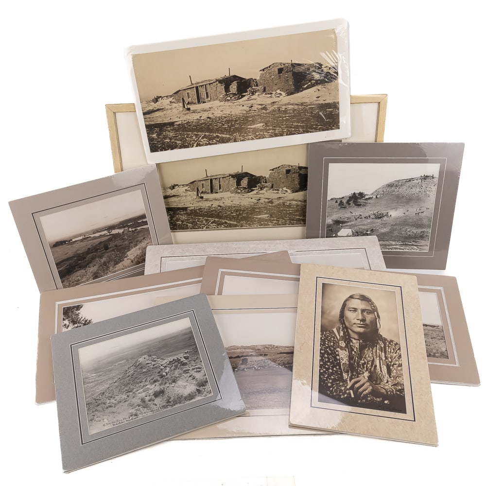 L.A. Huffman Miles City Collotype Prints (10): This collection consists of ten historic prints by the frontier photographer L.A. Huffman, each mounted on foam core and accompanied by a "Coffrin’s Old West Gallery" certificate of