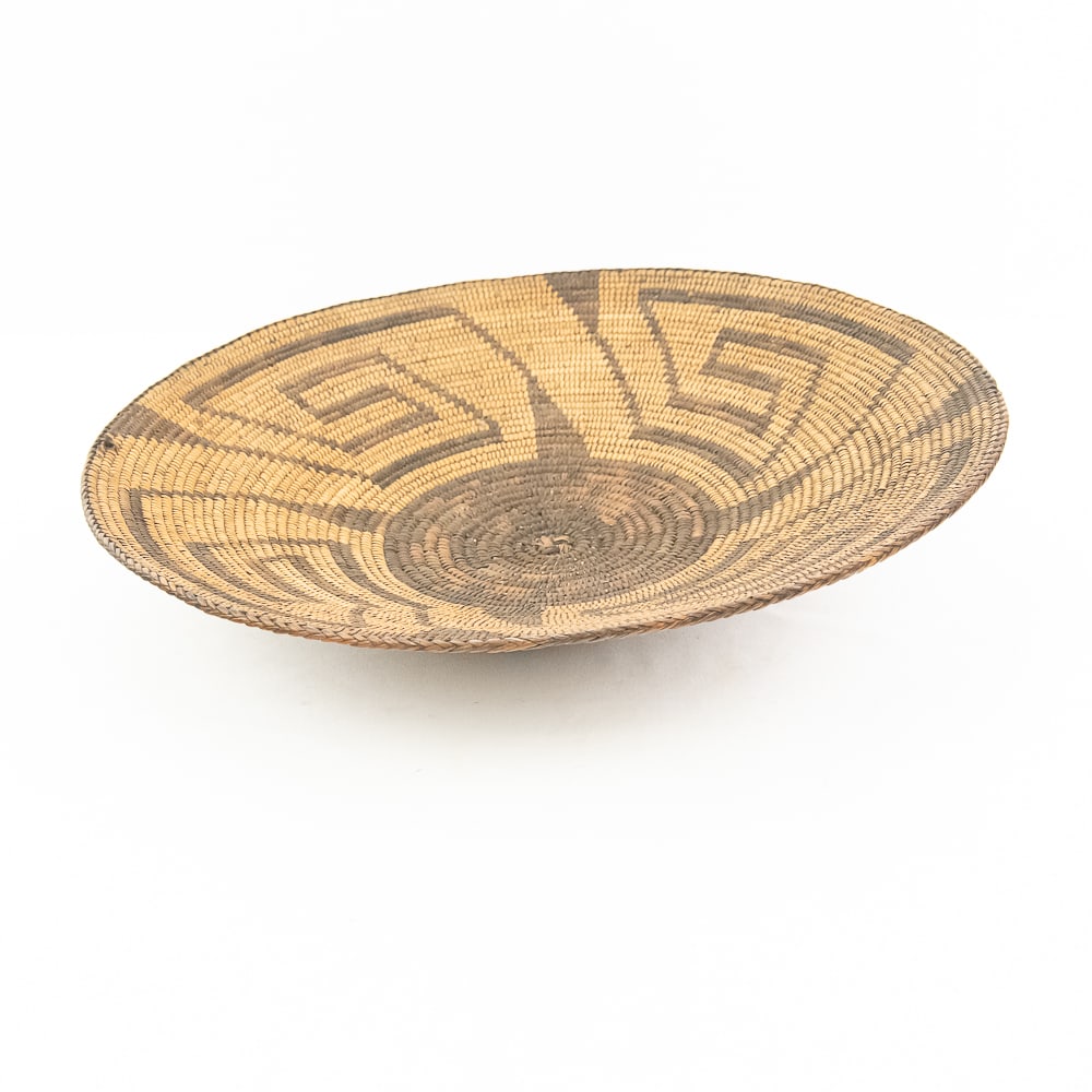 1930s Pima Basket: 1930 Pima BasketSuperb example of early 20th century craftsmanship this Pima coiled basket circa 1930, hails from the indigenous peoples of southern Arizona. It presents a shallow, gracefully flared