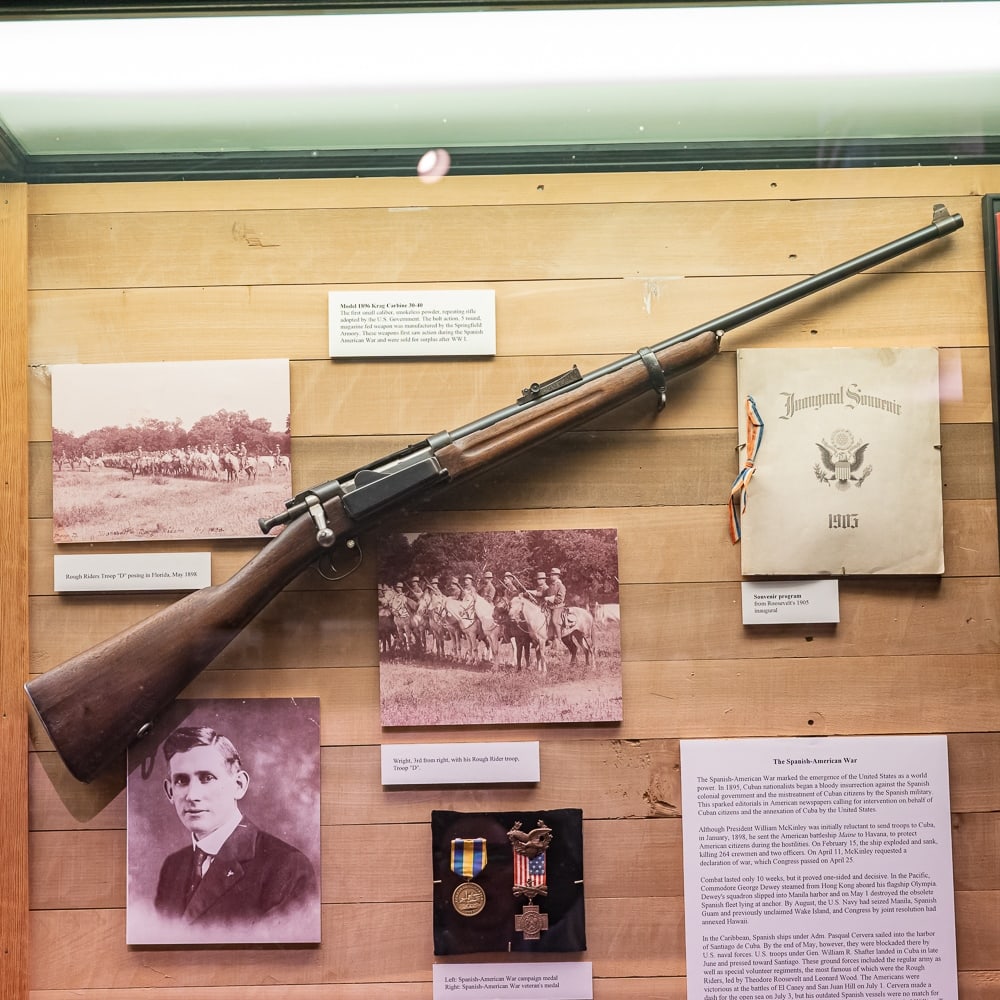 Springfield Armory 1899 Krag Carbine 144091 (C): Model 1899 Krag Carbine by Springfield Armory in .30-40 caliber. Model 1899 carbines were made with 1898 receivers with the last digit overstamped to combine 9 and 8. Also these rifles had no saddle