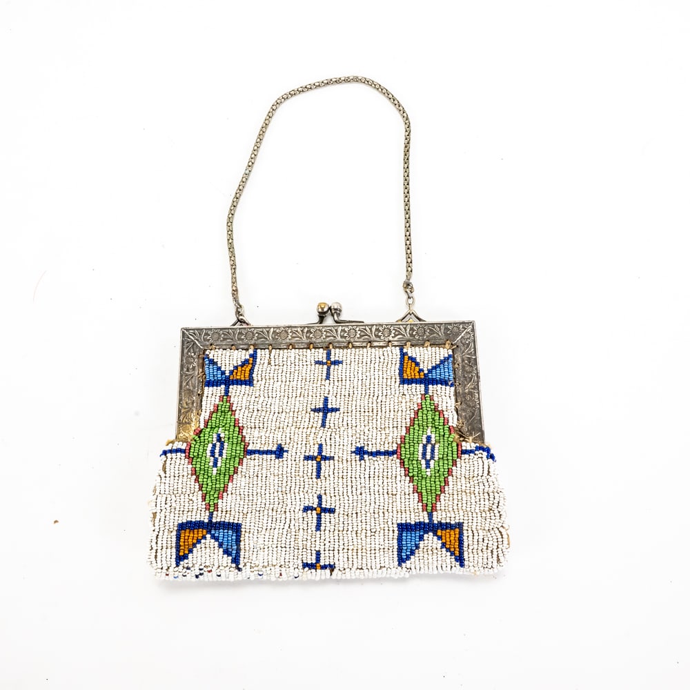 Antique Beaded Chain Purse with Etched Frame (1 of 9)