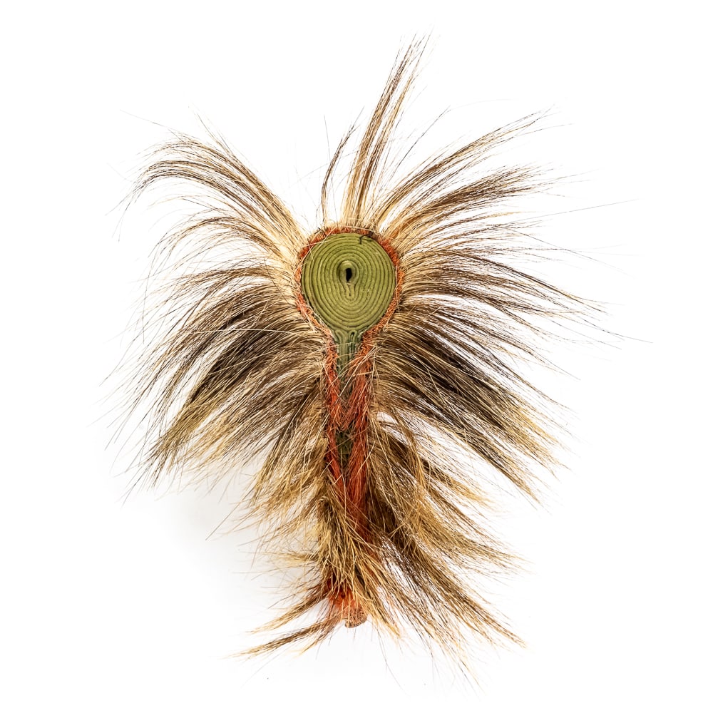 Native American Porcupine Hair Roach: This traditional Native American "porky" roach is an authentic piece of dance regalia, expertly constructed using genuine porcupine guard hair and dyed deer tail hair. The authenticity is confirmed