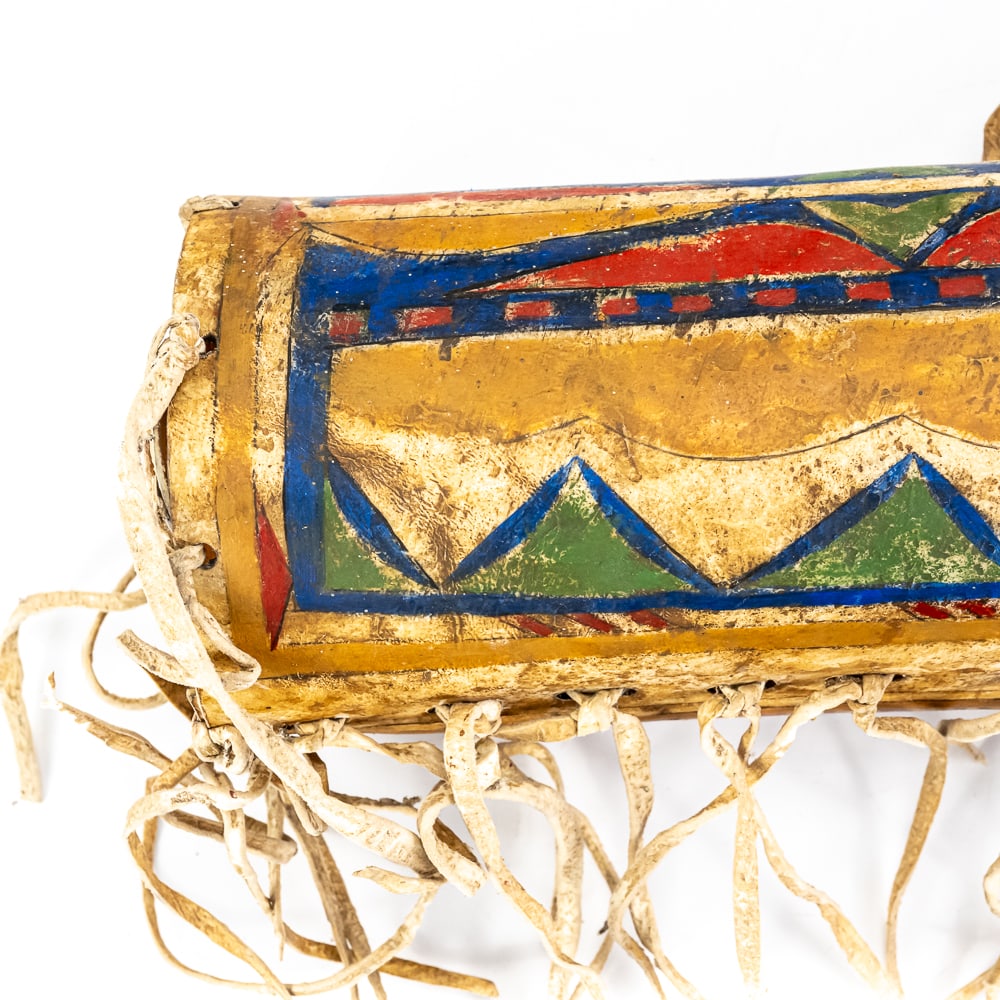 Hand-Painted Plains Cylindrical Parfleche Box - 2