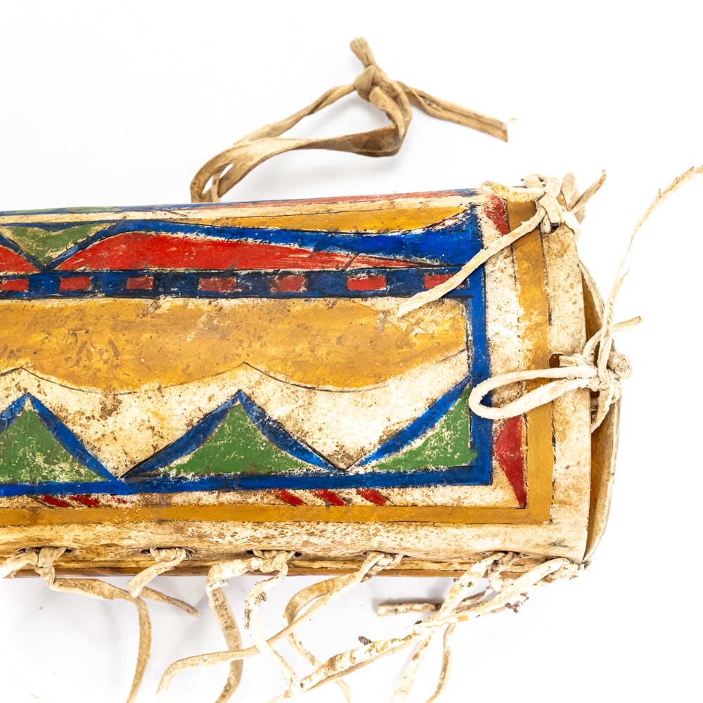 Hand-Painted Plains Cylindrical Parfleche Box - 3