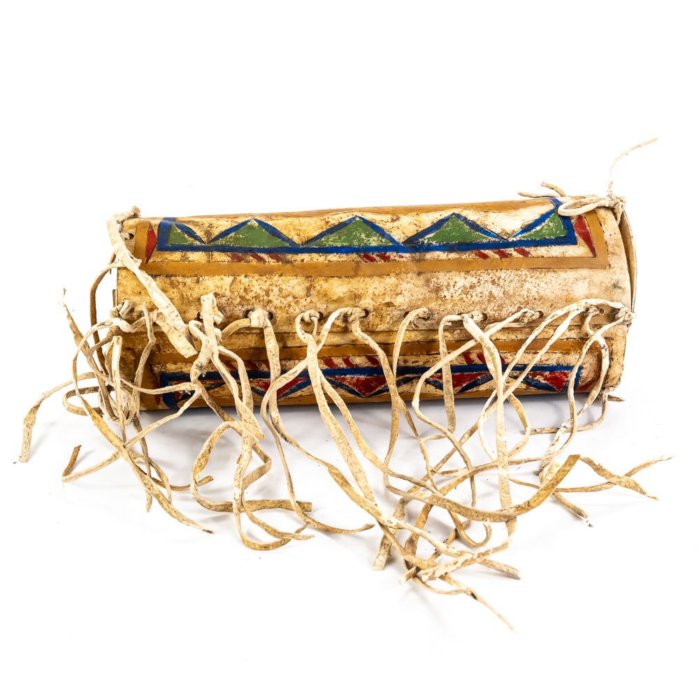 Hand-Painted Plains Cylindrical Parfleche Box - 4