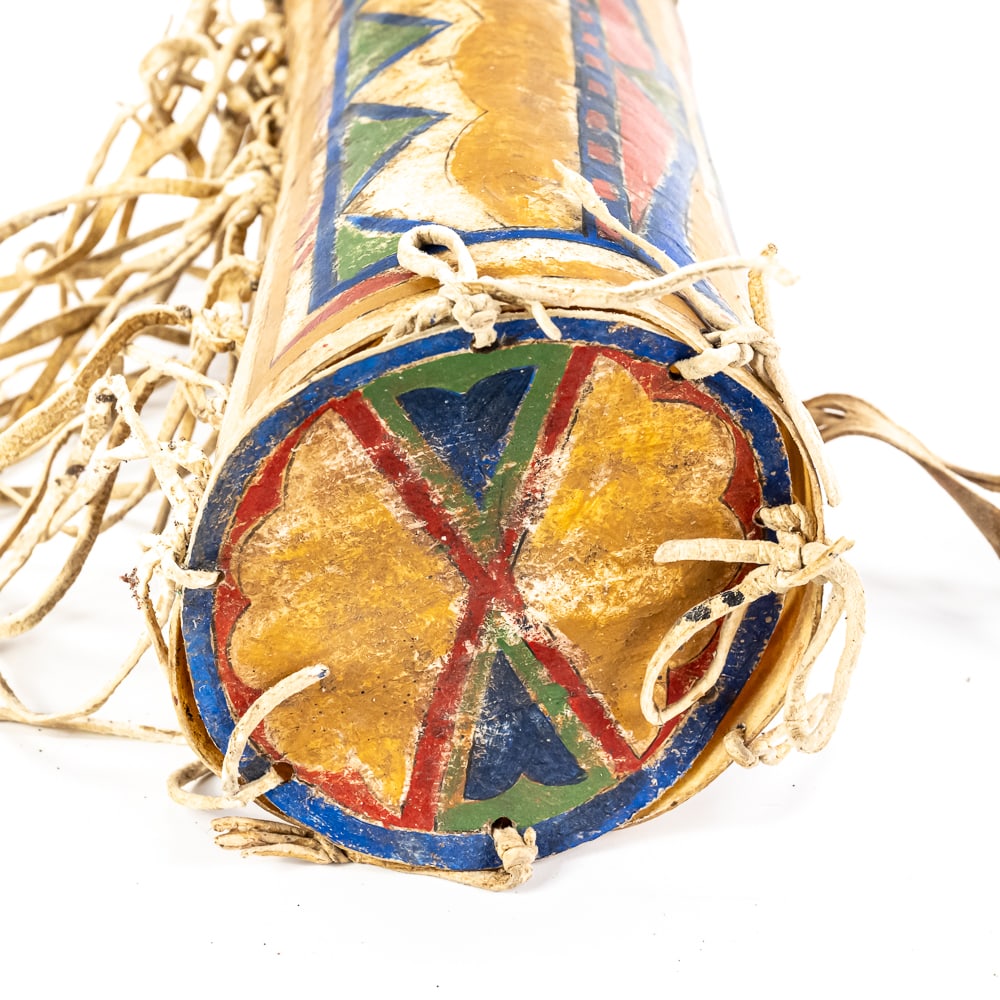 Hand-Painted Plains Cylindrical Parfleche Box - 5