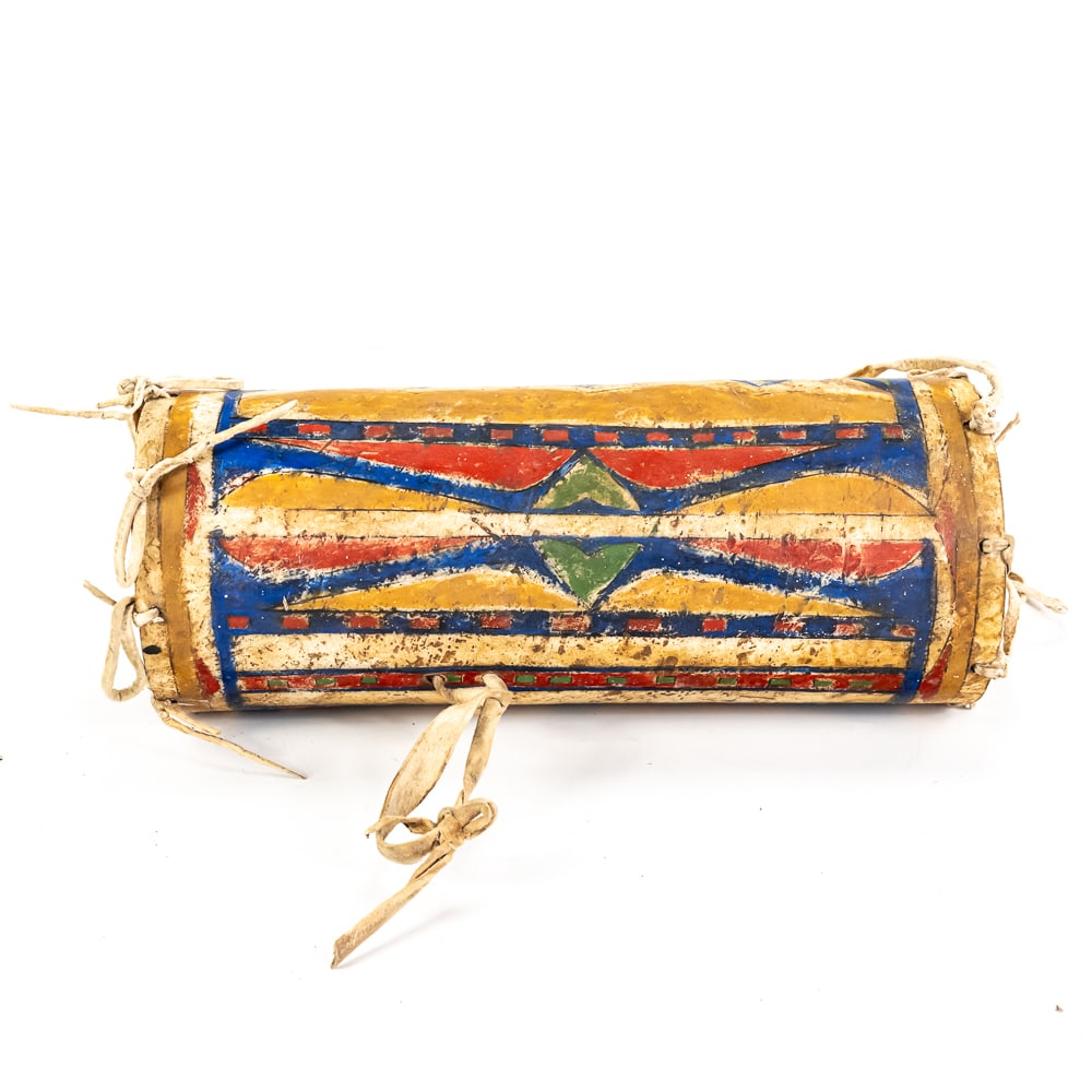 Hand-Painted Plains Cylindrical Parfleche Box - 6