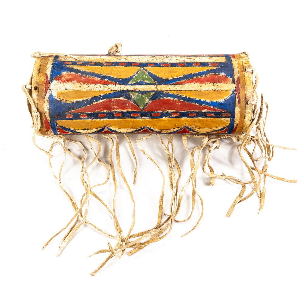 Hand-Painted Plains Cylindrical Parfleche Box - 8