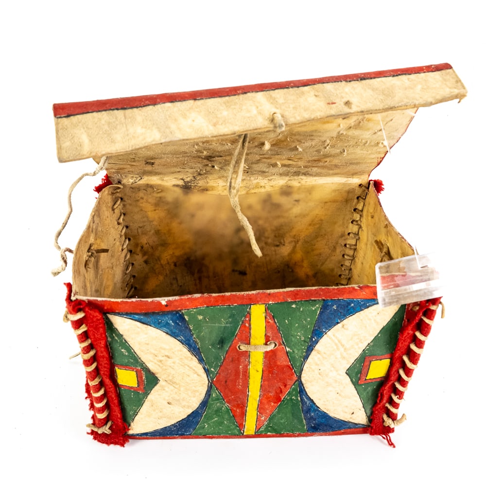 Hand-Painted Plains Rectangular Parfleche Box - 2