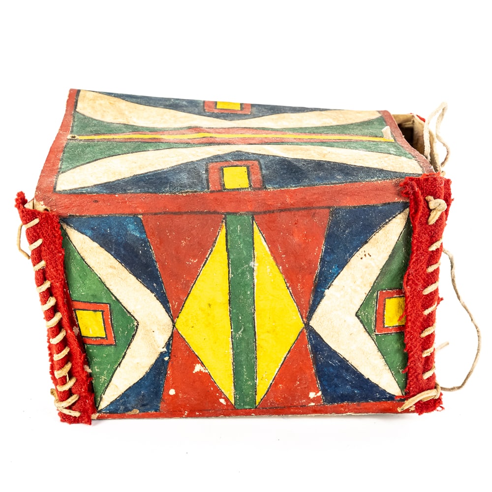 Hand-Painted Plains Rectangular Parfleche Box - 4