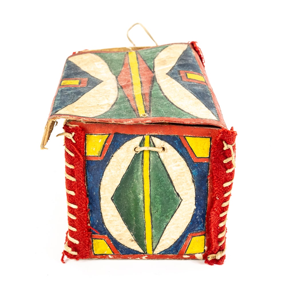 Hand-Painted Plains Rectangular Parfleche Box - 5