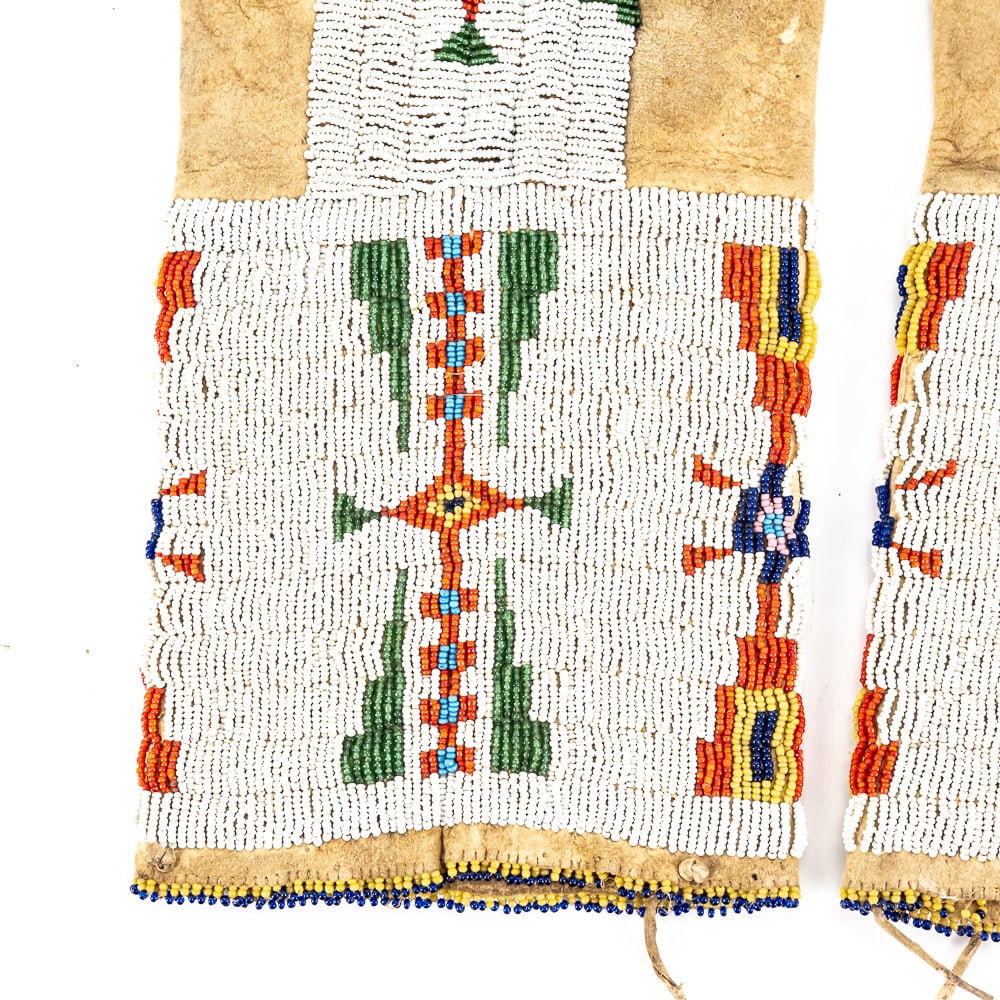 Native American Beaded Hide Leggings Pair - 2