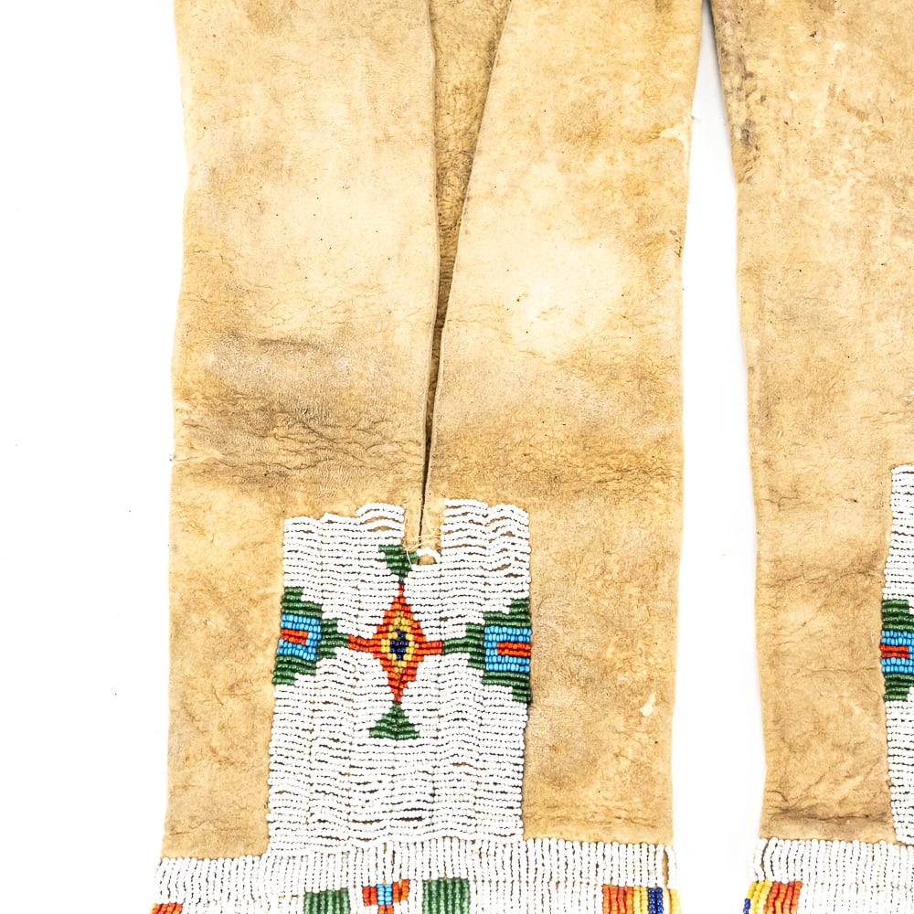 Native American Beaded Hide Leggings Pair - 3