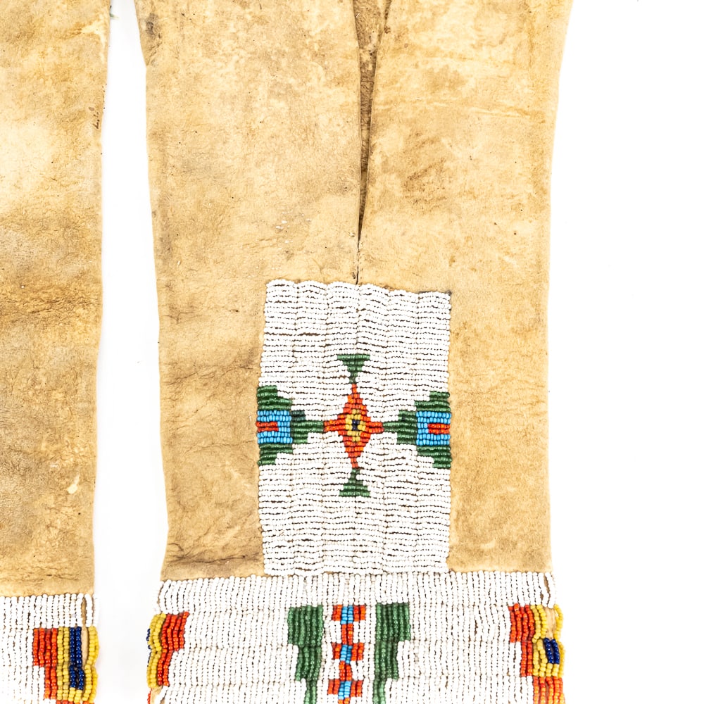 Native American Beaded Hide Leggings Pair - 6