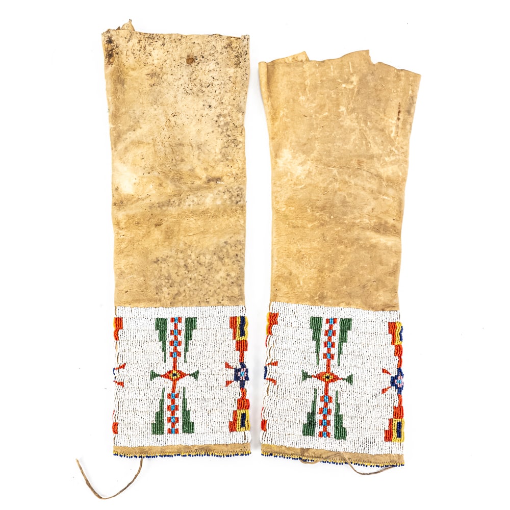 Native American Beaded Hide Leggings Pair - 8