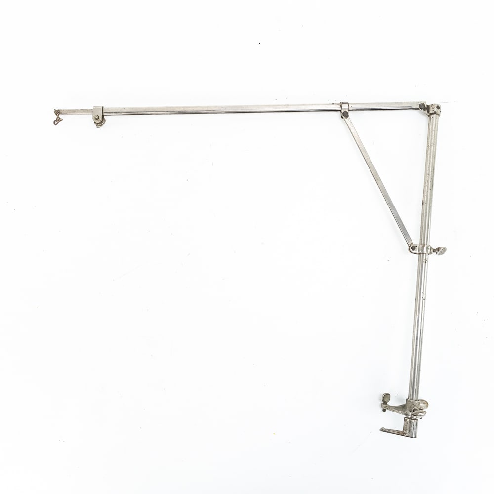 Folding Horn Crane For A Cylinder Phonograph: Aftermarket folding rear mount horn crane for cylinder phonographs in VG condition. This is the crane that came with the Amet phonograph that Allen purchased in 1976. The horn is sold in the next lot.