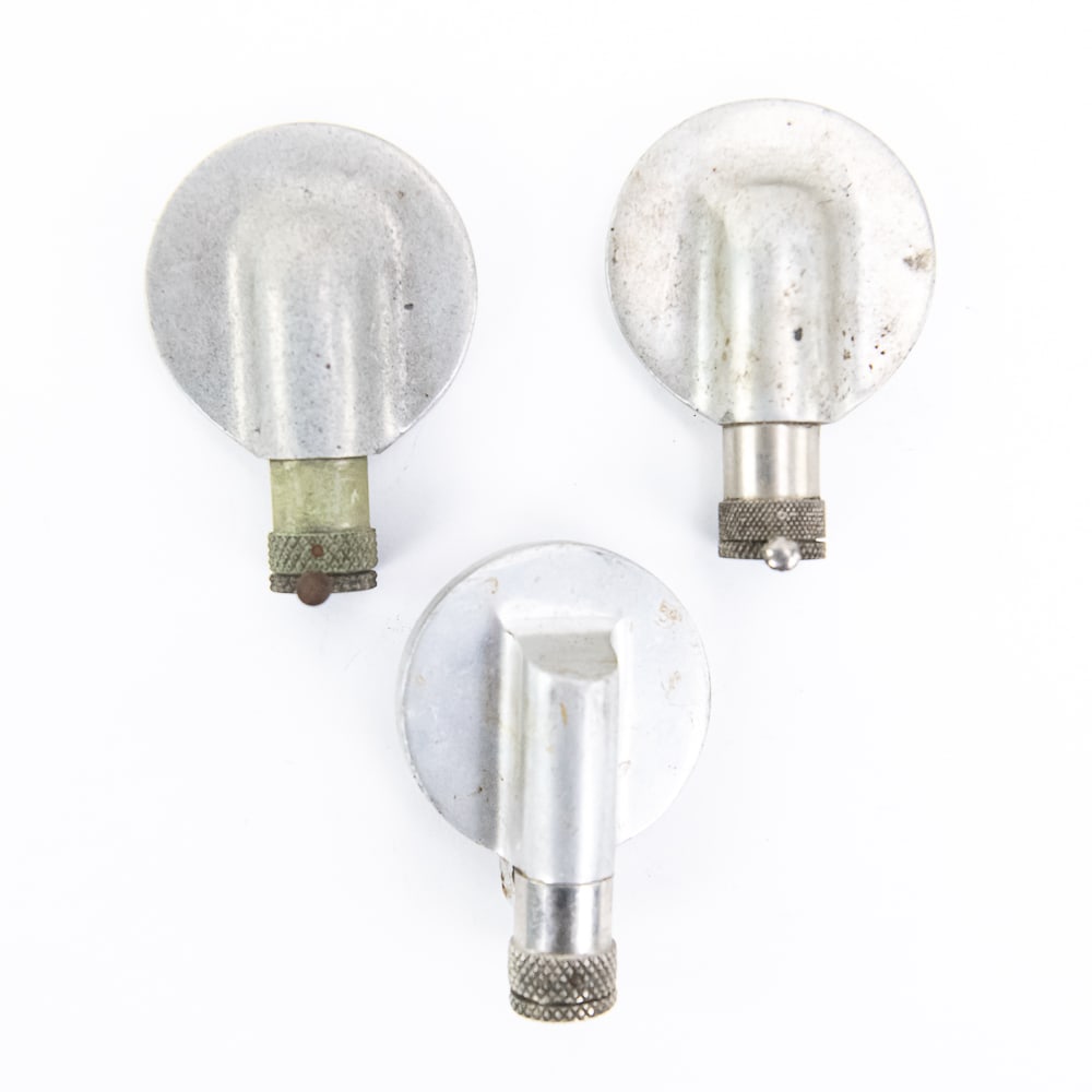 3 Columbia Cylinder Phonograph Reproducers: Original aluminum Columbia reproducers, all needing to be rebuilt and being sold for parts or restoration. One has a bad stylus, one is missing its stylus and diaphragm, and the third has a bad