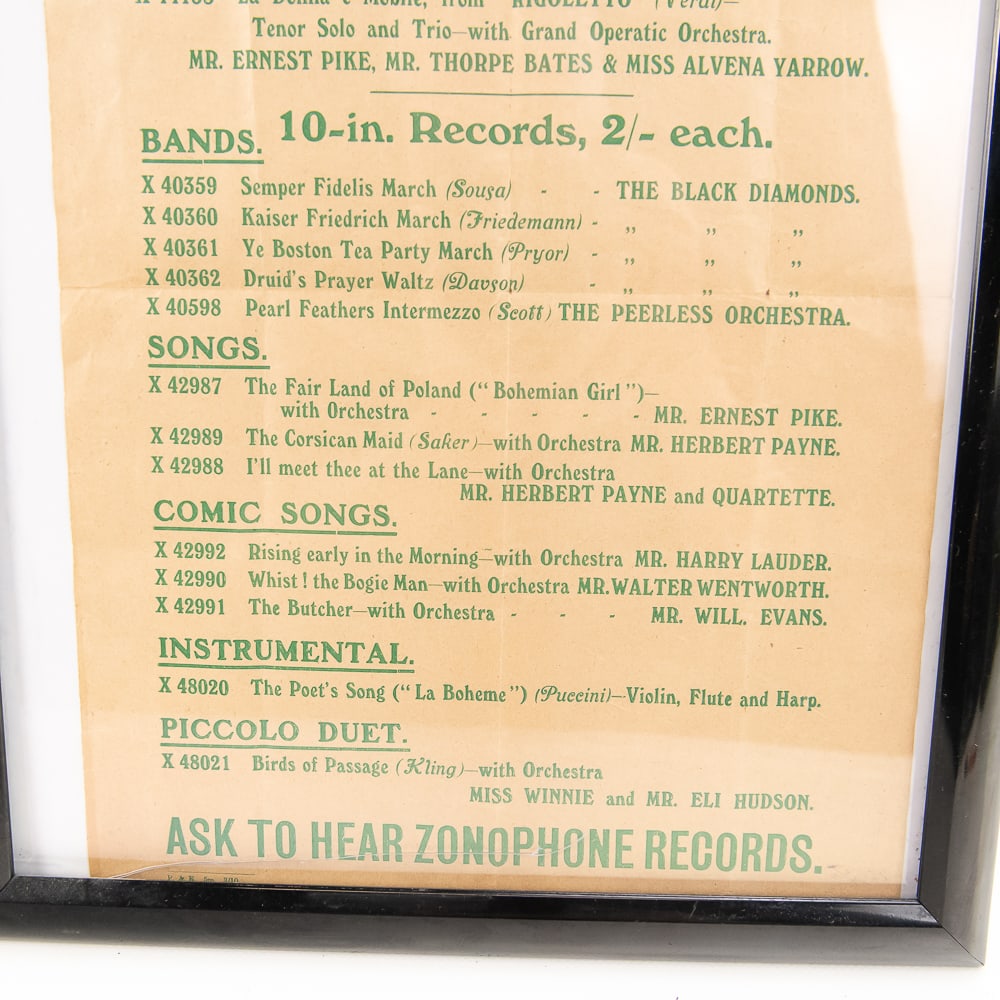 Zonophone Disc Record List Broadside - 5