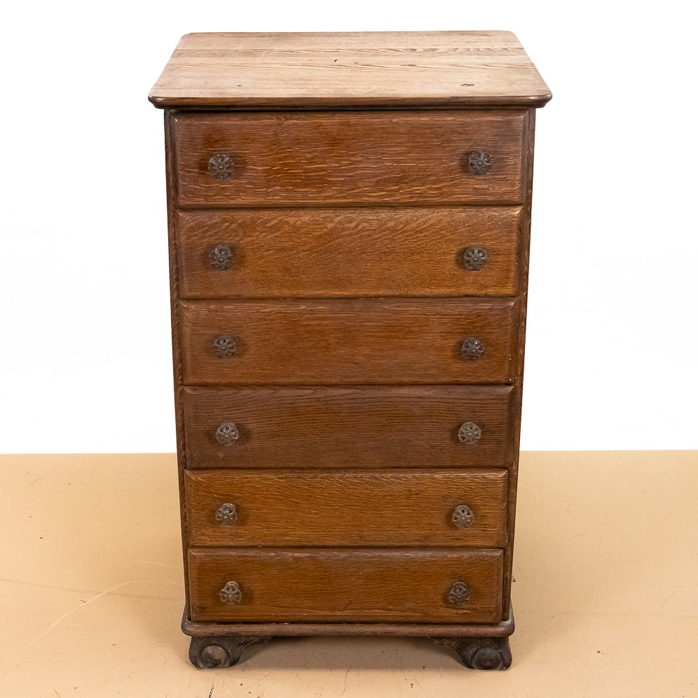 6 Drawer Oak Cylinder Record Cabinet (1 of 11)