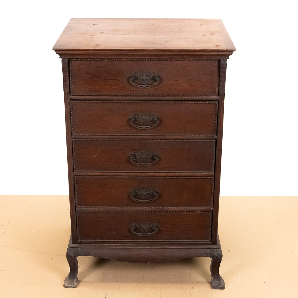 5 Drawer Oak Cylinder Record Cabinet (1 of 10)