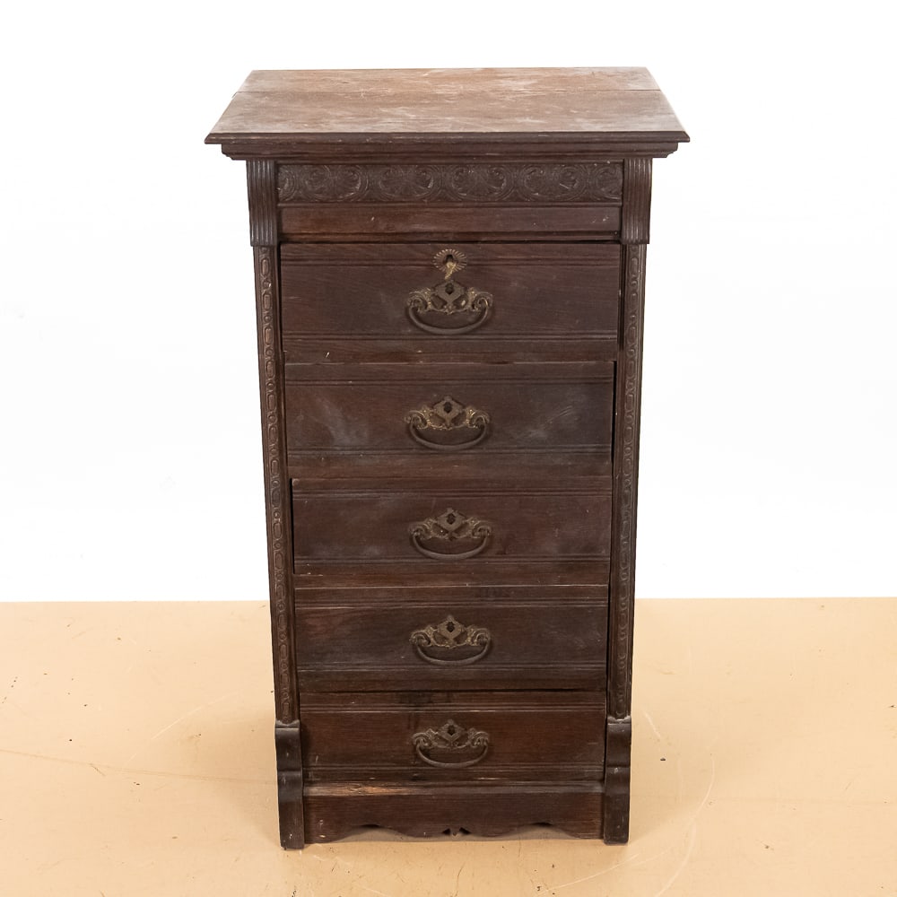 5 Drawer Oak Cylinder Record Cabinet (1 of 10)