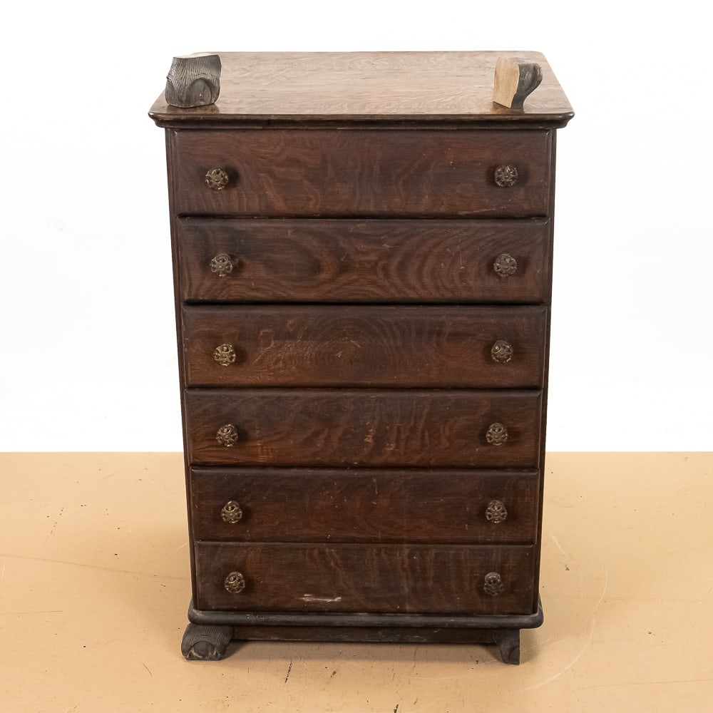 6 Drawer Oak Cylinder Record Cabinet (1 of 12)