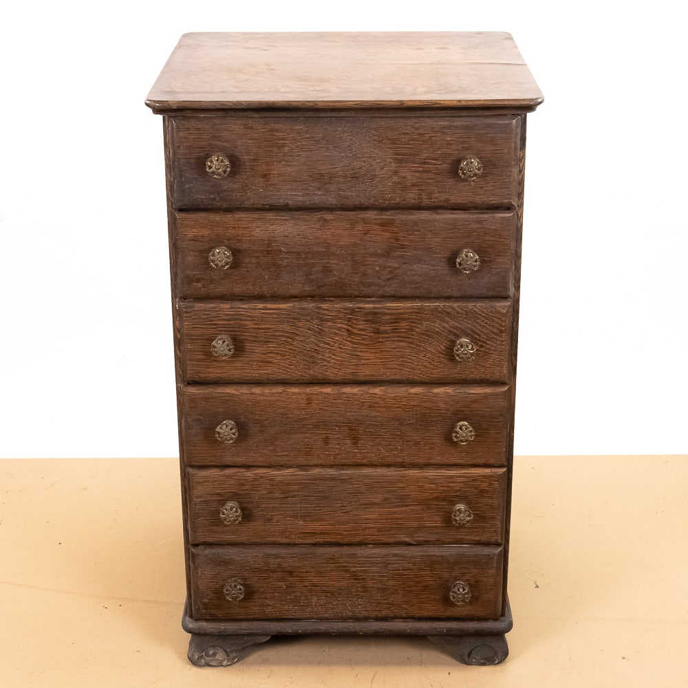 6 Drawer Oak Cylinder Record Cabinet (1 of 10)