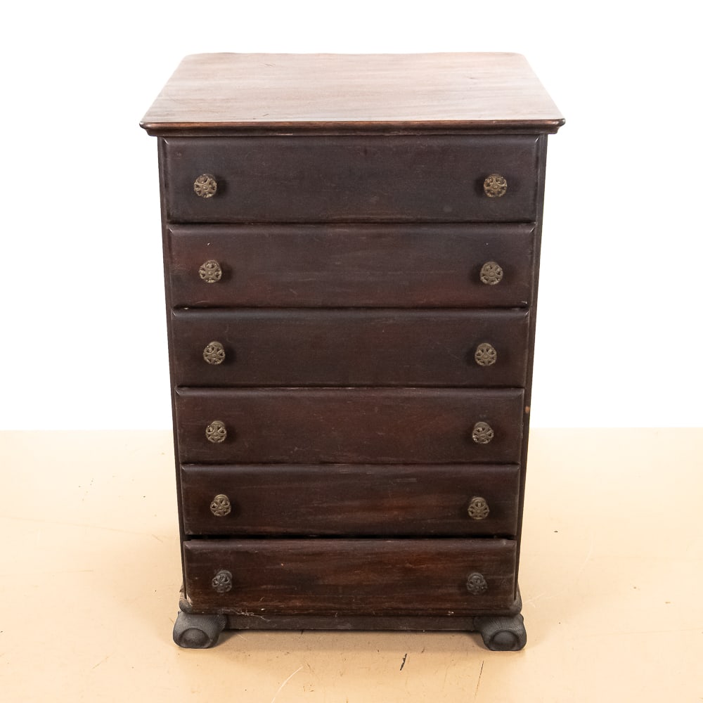 6 Drawer Mahogany Cylinder Record Cabinet (1 of 9)