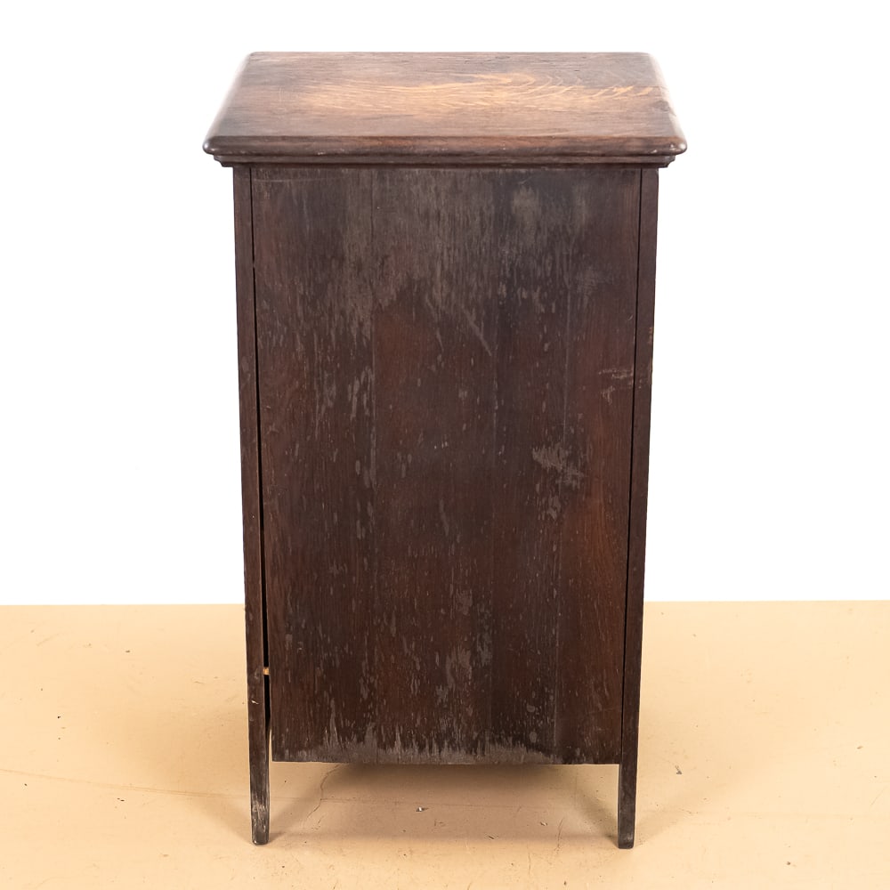 Unusual Solid Oak Cylinder Record Cabinet - 11