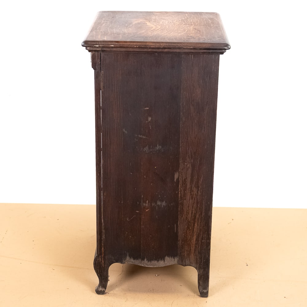 Unusual Solid Oak Cylinder Record Cabinet - 12