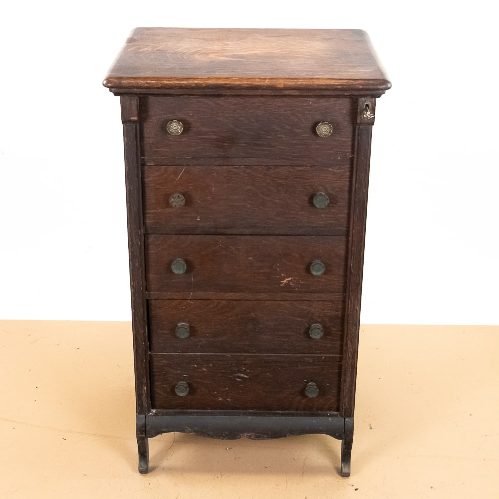 Unusual Solid Oak Cylinder Record Cabinet (1 of 12)