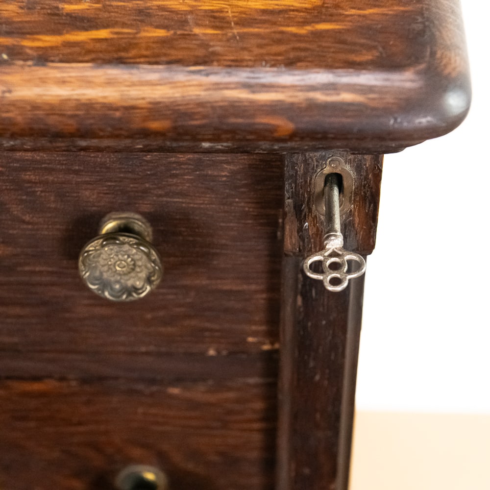 Unusual Solid Oak Cylinder Record Cabinet - 3