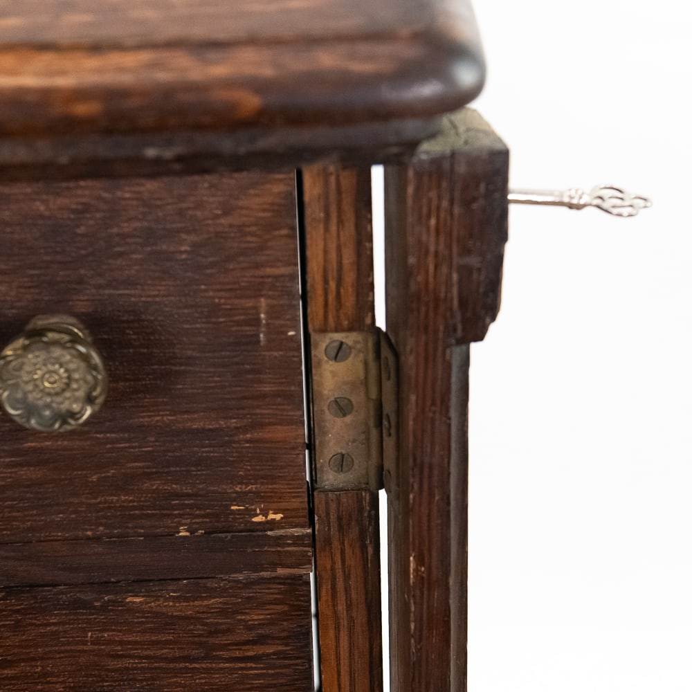 Unusual Solid Oak Cylinder Record Cabinet - 4