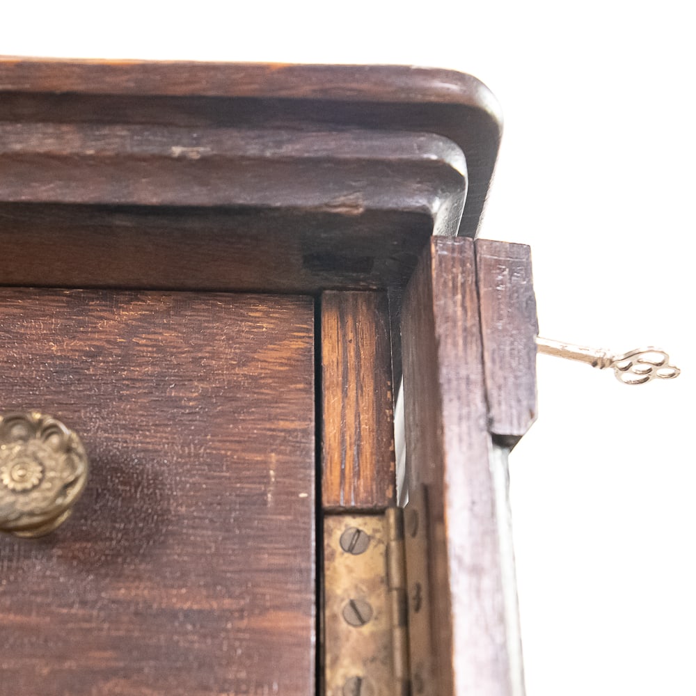 Unusual Solid Oak Cylinder Record Cabinet - 5