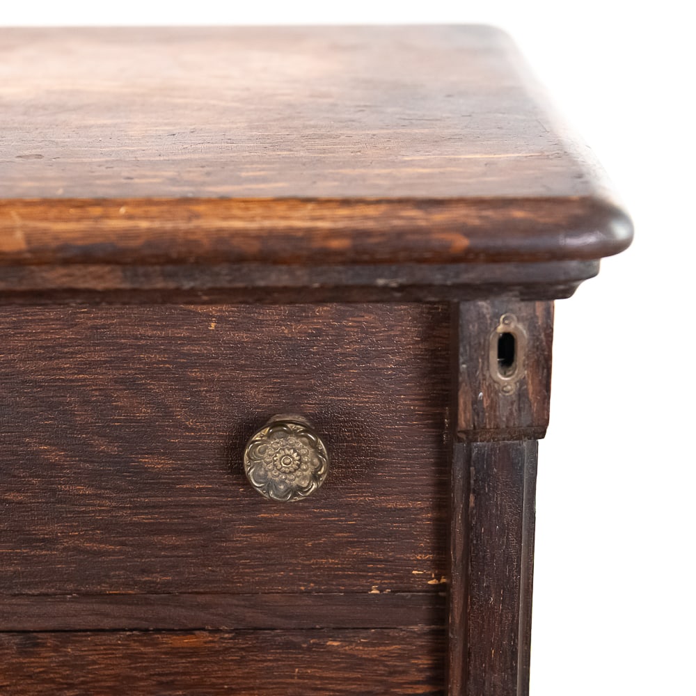 Unusual Solid Oak Cylinder Record Cabinet - 6