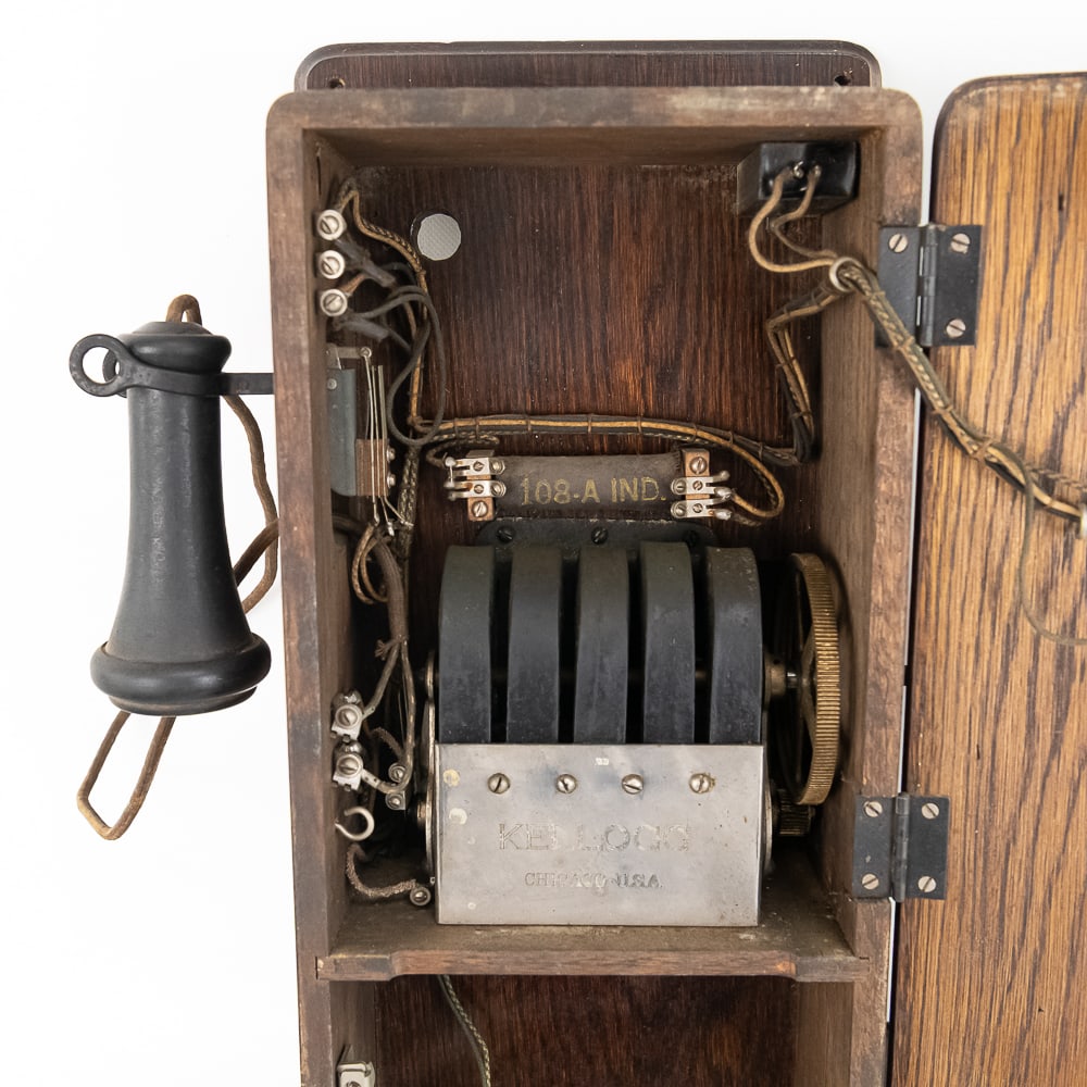 Oak Kellogg Wall Telephone - 9