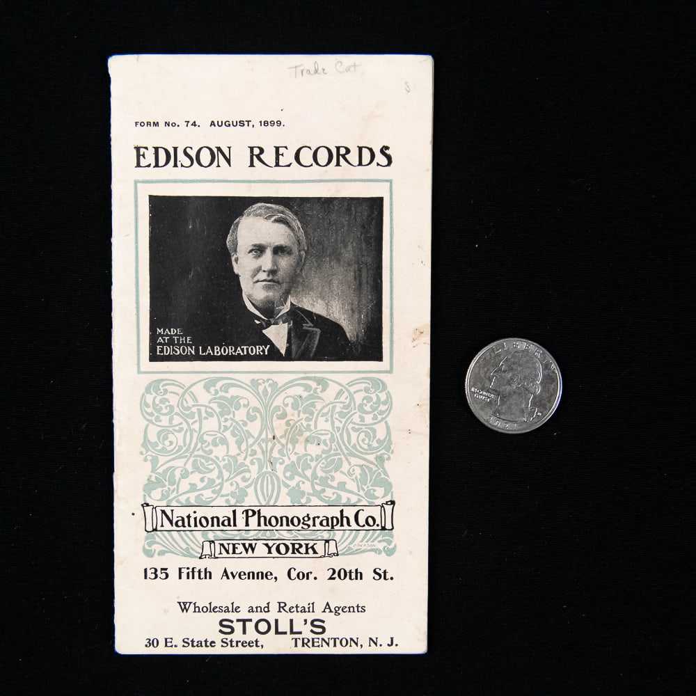 1899 Edison Records Catalog Brochure: An exceptional piece of early recorded sound history, this original August 1899 trade brochure was published by the National Phonograph Co. of New York, featuring a classic portrait of Thomas A. Ediso
