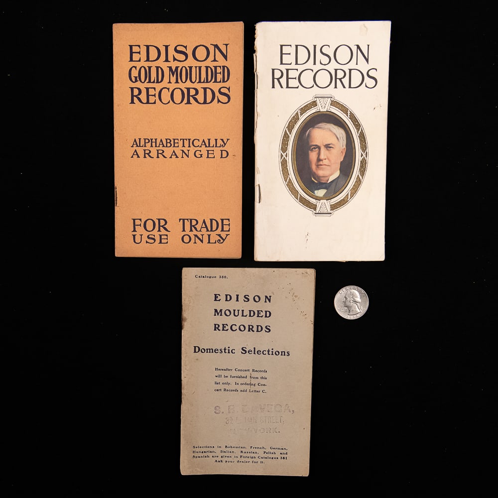 Edison Record Catalog Booklets (3): This trio of early 20th-century paper booklets captures a pivotal era in recorded sound, originating from Thomas Edison's National Phonograph Company based in Orange, New Jersey. The lot features thre