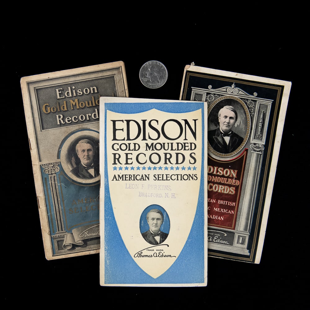 Trio of Antique Edison Gold Moulded Record Booklet (1 of 5)