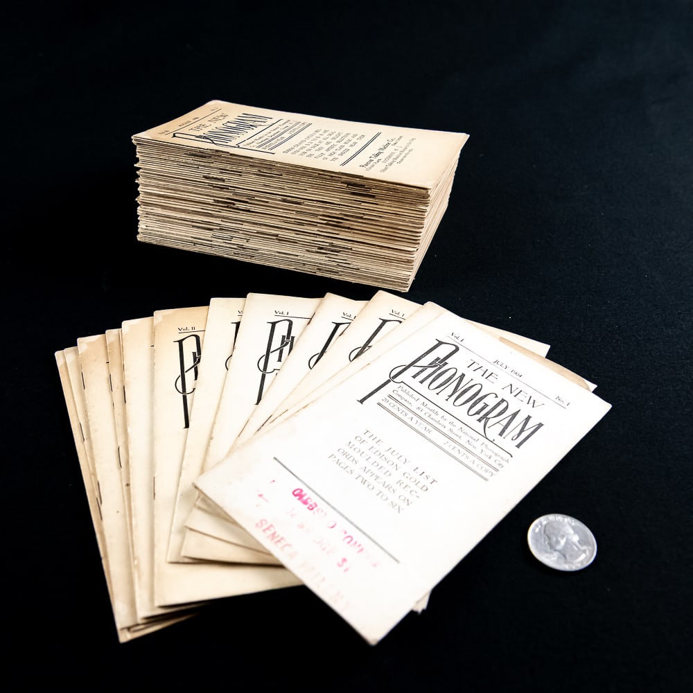 Edison Phonogram Booklet Lot 1904-12 (76 Issues): This extensive collection of The New Phonogram booklets spans the years 1904 through 1912, published monthly by the National Phonograph Co. in Orange, New Jersey. These pocket-sized paper