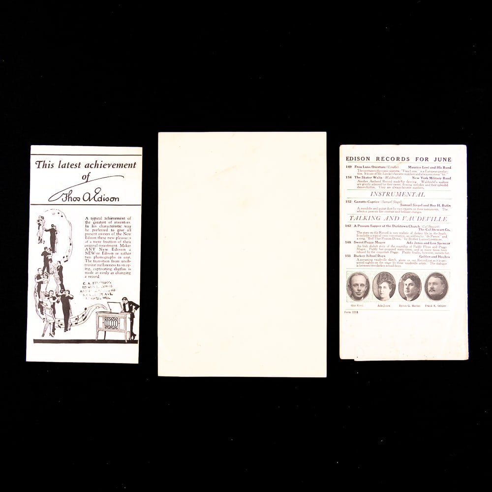 Edison Phonograph Ephemera Lot - 3