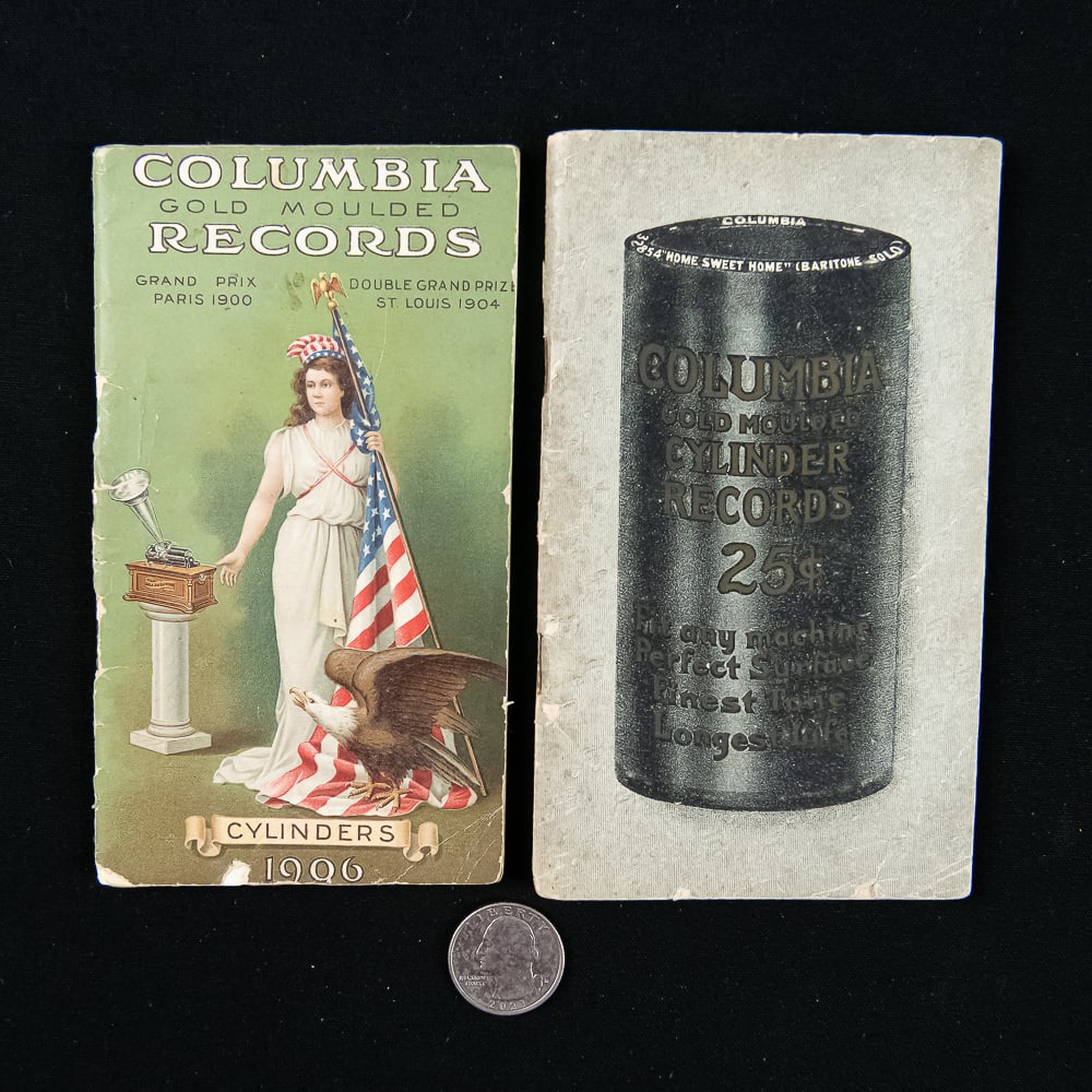 Two Antique Columbia Cylinder Record Catalogs-1906: Two fantastic, turn-of-the-century promotional catalogs issued by the Columbia Phonograph Company, Gen'l of Bridgeport, Connecticut, capturing the pioneering era of talking machines. The first