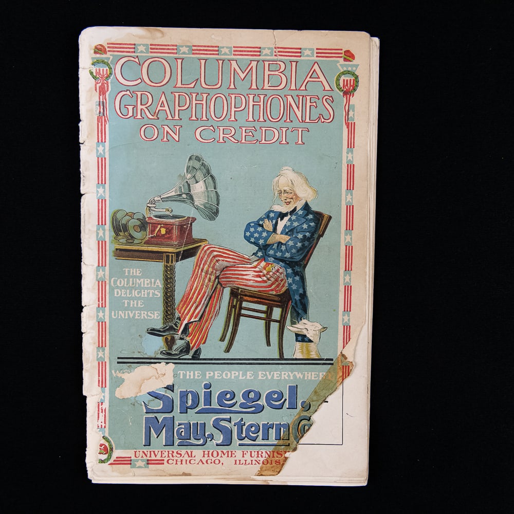 1907 Columbia Graphophones Catalog: This rare, early 20th-century mail-order catalog titled "Columbia Graphophones on Credit" was issued on August 15, 1907, by the Spiegel, May, Stern Co. of Chicago, Illinois. Featuring a wonderful, vib