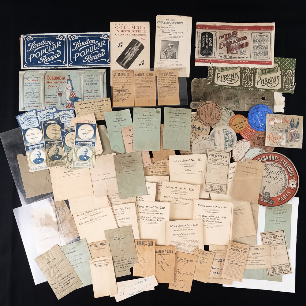 Lot of Cylinder Record Slips & Labels (1 of 15)