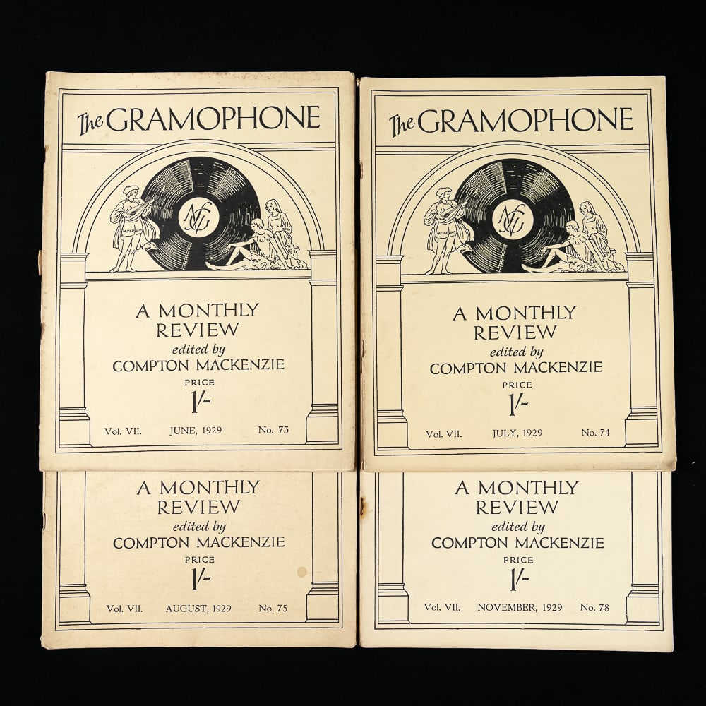 Four 1929 Issues of the Gramaphone Review: The Gramophone is a prestigious monthly magazine based in London, universally recognized as a leading global authority on classical music recordings. Founded in 1923 by Scottish author Compton