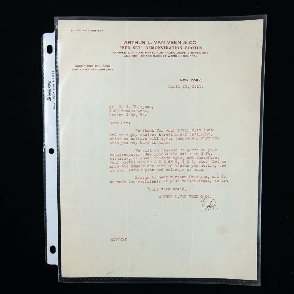 1919 Van Veen Phonograph Booth Archive - 2