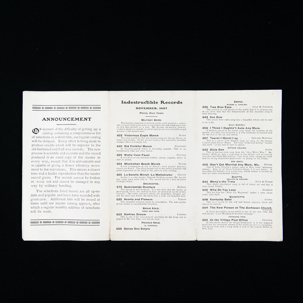 1907 Indestructible Records Flyer - 5