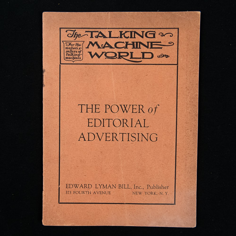 1921 Talking Machine World Ad Guide: A small multi page booklet sent out to advertisers in the Talking Machine World showing the power of editorial advertising using the success of Blackman Talking Machine Co. as their example. A seldom 